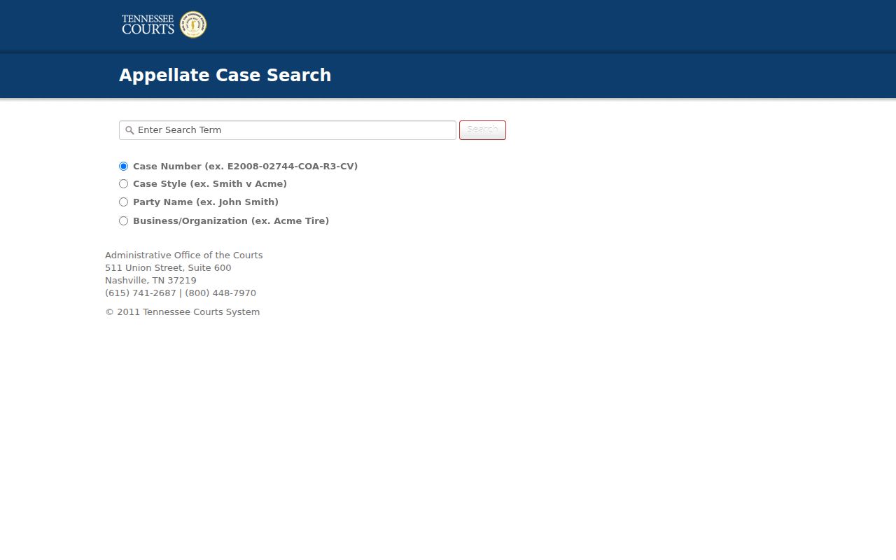 Smith County docket search comparison with Tennessee appellate fields