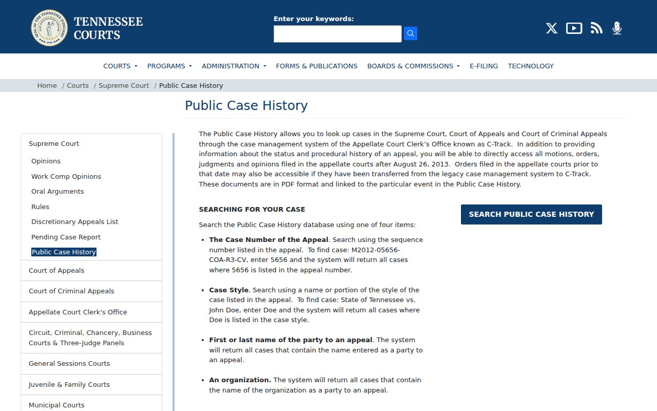 Smith County case search official appellate scope notice