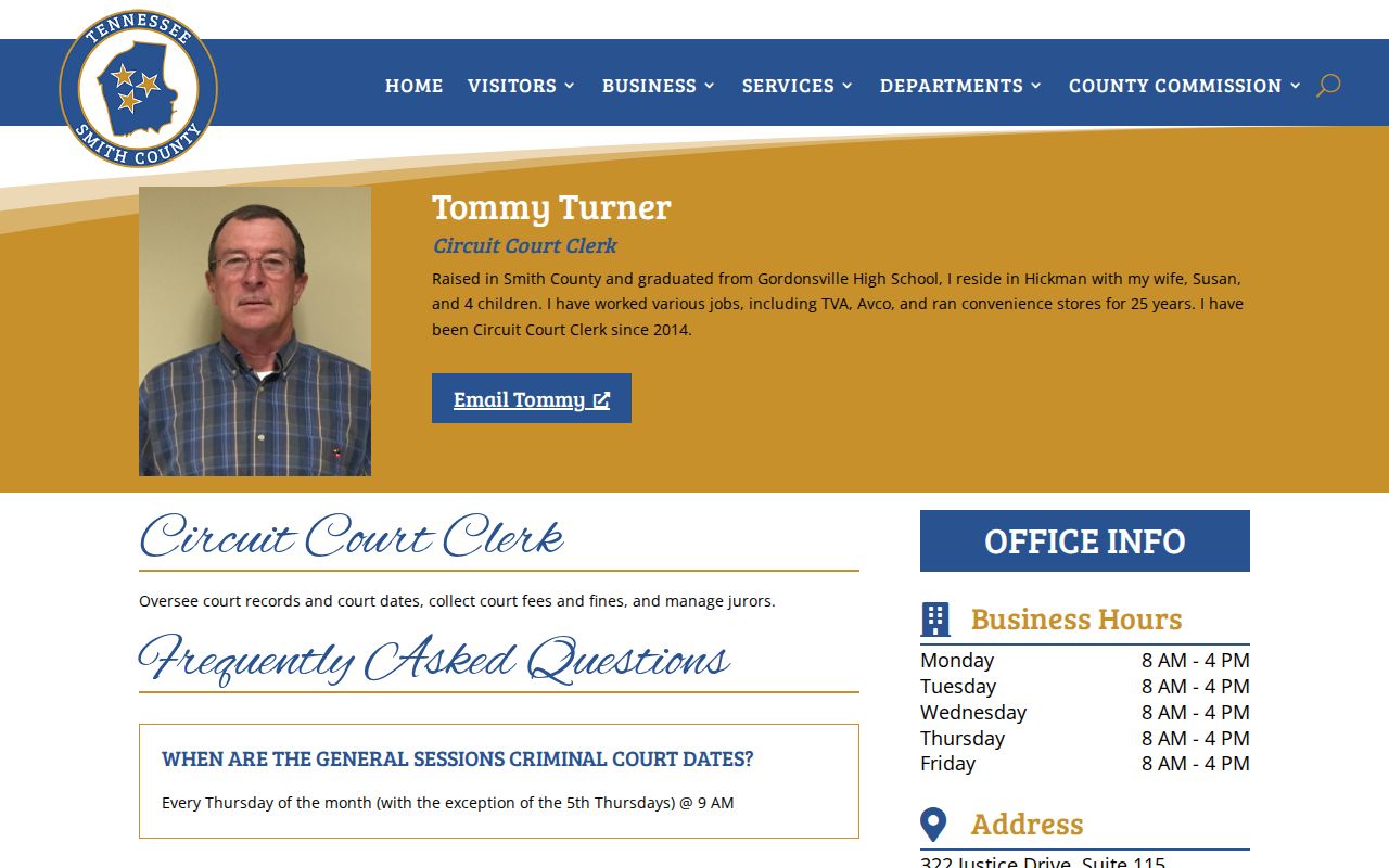 Smith County court records information from the Circuit Court Clerk
